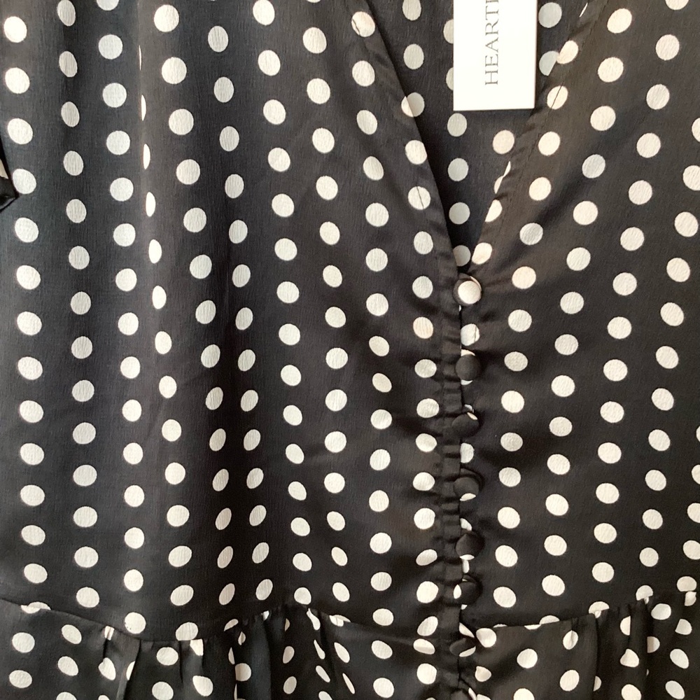 NWT Heartloom Tallie Short Sleeve Polka Dot Top - Black & White - XL - Picture 5 of 8